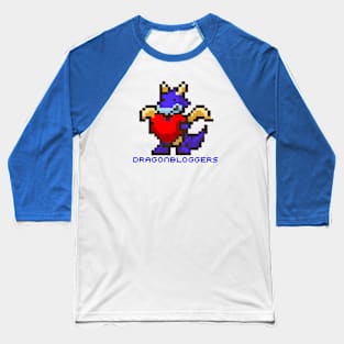 DragonBloggers Blue Pixel Dragon Heart Baseball T-Shirt